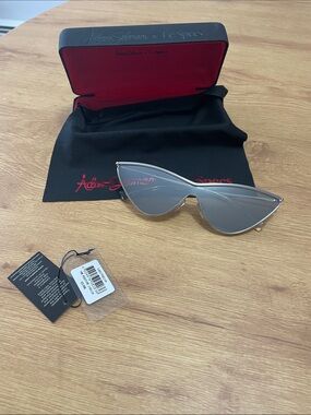 Adam Selman x Le Specs Silver Cat Eye Sunglasses
